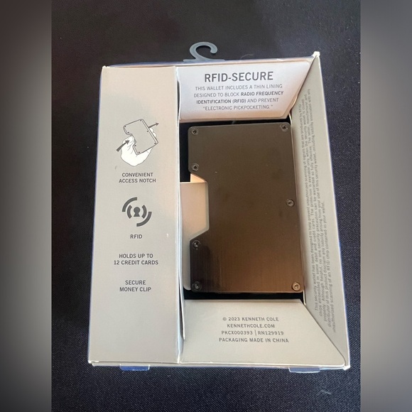 REACTION KENNETH COLE - HARD SIDE CARD CASE KEY CHAIN RFID SECURE MONEY CLIP - Picture 2 of 6